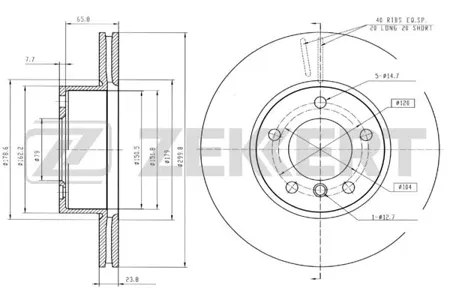 ZEKKERT BS5258 Диск торм. перед. BMW 1 (E81, E82, E87, E88) 03-, 3 (E90-E93) 04-, Z4 (E89) 09-