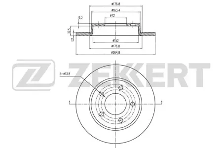 ZEKKERT BS5267 Диск торм. задн. Mazda 3 I 03-