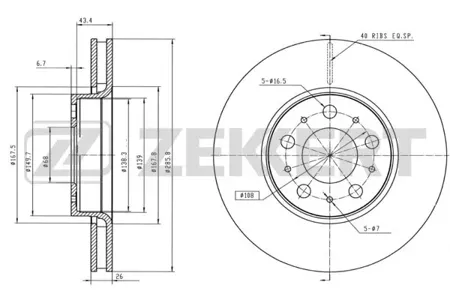 ZEKKERT BS5270 Диск торм. перед. Volvo S60 I 00-, S70 97-, V70 I, II 96-, XC70 Cross Country 97-