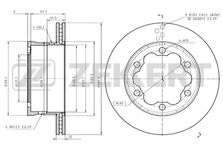 ZEKKERT BS5290 Диск торм.задний Mercedes Sprinter 3-t, 4-t 96-, Vario 96-, VW LT 28-35 II, LT 28-46 II 96-