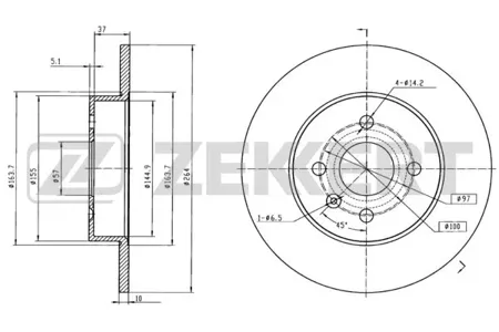 ZEKKERT BS5293 Диск торм.задний Opel Astra H 05-, Co Mercedes o 01-, Meriva A 03-