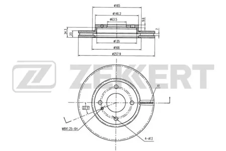ZEKKERT BS5312 Диск торм. перед. Ford Fiesta V, VI 08-