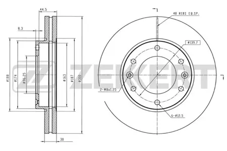 ZEKKERT BS5323 Диск торм. перед. Hyundai H-1 (TQ) 08-