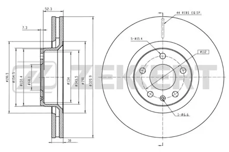 ZEKKERT BS5334 Диск торм. перед. Audi A6 III 04-, A6 III 04-, A8 II 02-
