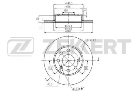 ZEKKERT BS5355 Диск торм. перед. Opel Corsa C 00-