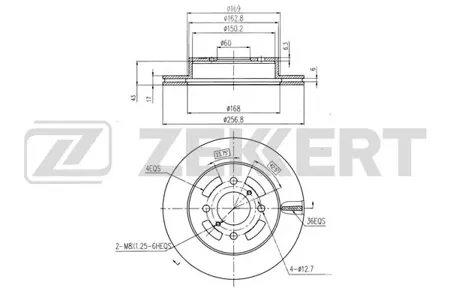 ZEKKERT BS5365 Диск торм. перед. Suzuki Ignis (FH) 00-