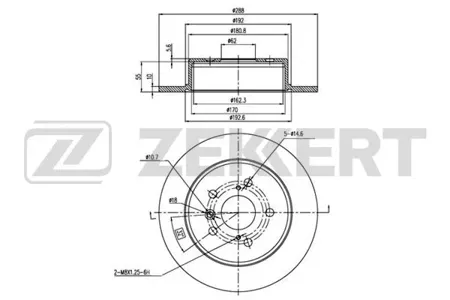 ZEKKERT BS5367 Диск торм.задний Lexus RX300 (NCU15) 98-