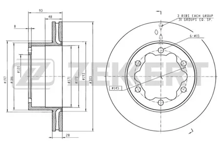 ZEKKERT BS5388 Диск торм.задний Mercedes Sprinter 4, 6-t, 5-t 06-, VW Crafter 30-35, 30-50 06-