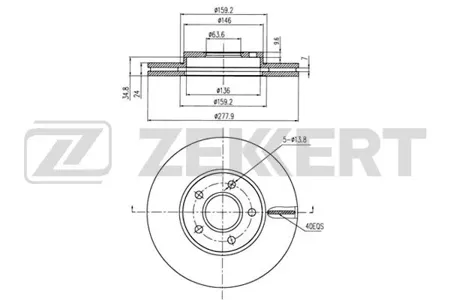 ZEKKERT BS5394 Диск торм. перед. Ford Tourneo Connect 02-, Transit Connect 02-
