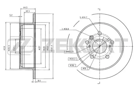 ZEKKERT BS5403 Диск торм.задний Lexus RX300350400H (U3) 03-