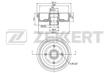 ZEKKERT BS5416 Барабан тормозной . задн. Audi 80 II, III 72-, VW Passat I, II 73-, Golf I-III 74-, Polo II, III 81-, Seat Ibiza II, III 93- (D=180мм)