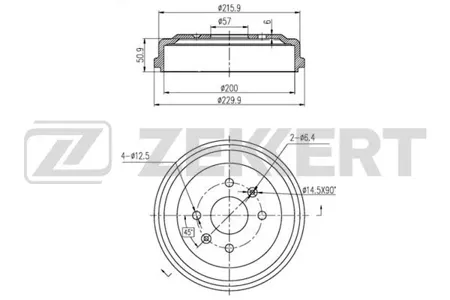 ZEKKERT BS5454 Барабан тормозной . задн. Chevrolet Aveo (T250, T255) 05-, Spark (M300) 10-