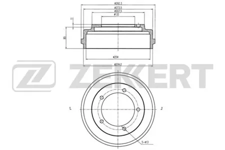 ZEKKERT BS5463 Барабан тормозной . задн. Ford Transit III-V 85-