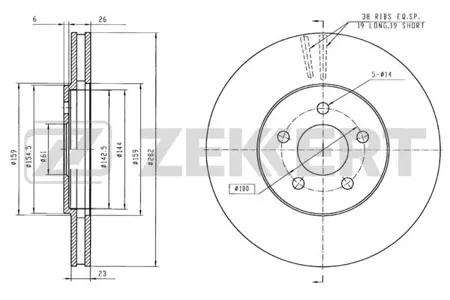 ZEKKERT BS5466 Диск торм. перед. Chrysler Sebring II 01-, Stratus 95-