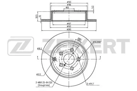 ZEKKERT BS5473 Диск торм.задний Toyota Avensis (T250) 03-