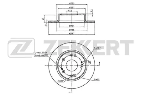 ZEKKERT BS5479 Диск торм.задний Honda Accord VII 03-