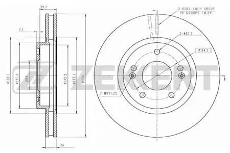 ZEKKERT BS5480 Диск торм. перед. Hyundai Santa Fe 01-