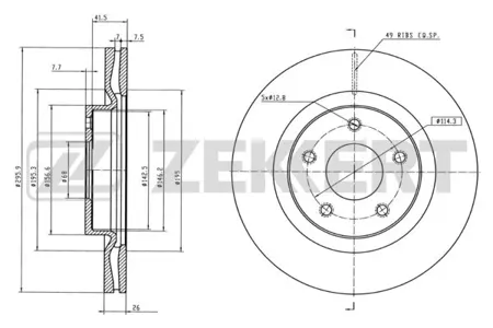 ZEKKERT BS5482 Диск торм. перед. Nissan Teana (J32) 08-