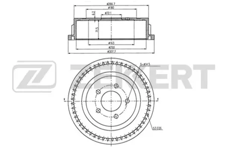 ZEKKERT BS5484 Барабан тормозной . задн. Chrysler Voyager III-V 95-, Dodge Caravan III-IV 95-