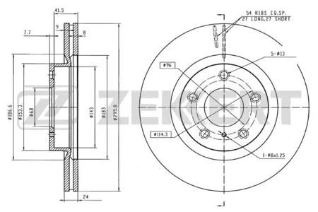 ZEKKERT BS5500 Диск торм. перед. Nissan 350 Z (Z33) 02-
