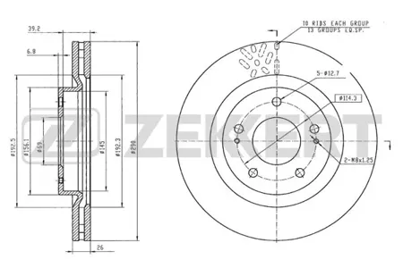 ZEKKERT BS5511 Диск торм. перед. Mitsubishi Grand is II 04-