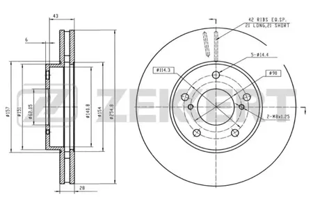 ZEKKERT BS5512 Диск торм. перед. Toyota Camry (V10, V20) 91-