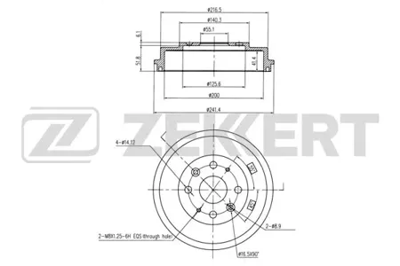 ZEKKERT BS5517 Барабан тормозной . задн. Mazda 323 III-V 89-, 2 I, II 07-, MX-3 91-