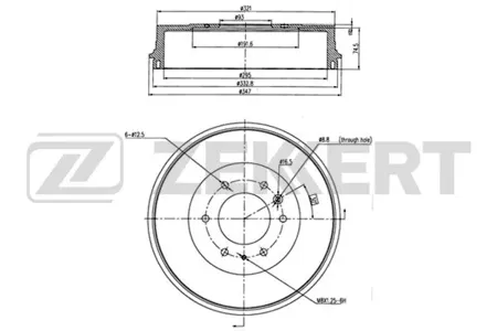 ZEKKERT BS5526 Барабан тормозной . задн. Ford Ranger I-III 99-, Mazda B-Serie III, IV 98-, BT-50 06-
