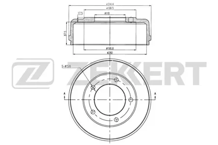 ZEKKERT BS5534 Барабан тормозной . задн. Ford Transit VI 00-