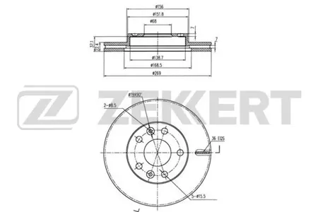 ZEKKERT BS5594 Диск торм. перед. Renault Duster 12-
