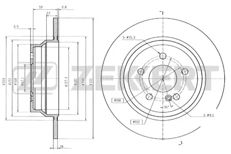 ZEKKERT BS5598 Диск торм.задний Mercedes CLS (218) 11-, E-Class (211, 212) 02-
