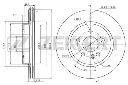 ZEKKERT BS5601 Диск торм. перед. Mercedes M-Class (W163) 98-