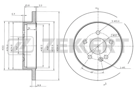 ZEKKERT BS5606 Диск торм.задний Mercedes M-Class (W163) 98-