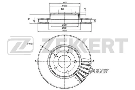 ZEKKERT BS5628 Диск торм. перед. Nissan Bassara (U30) 99-, Presage (U30) 98-, Rnessa (N30) 97-, Serena (C24) 99-