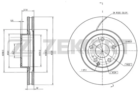 ZEKKERT BS5635 Диск торм. перед. Mercedes CLS (219) 04-, E-Class (211) 02-, GLK-Class (204) 08-