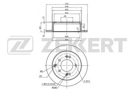 ZEKKERT BS5642 Диск торм.задний Kia Cerato II, III 09-, Soul 09-, Changan CS35 13-
