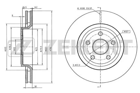 ZEKKERT BS5646 Диск торм. перед. Jeep Grand Cherokee IV 10-