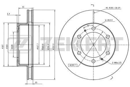 ZEKKERT BS5648 Диск торм. перед. Toyota Hilux (N) 05-, Fortuner (N50, N60) 04-
