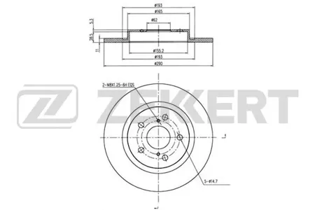 ZEKKERT BS5663 Диск торм.задний Toyota Avensis (T270) 08-