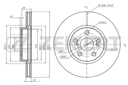 ZEKKERT BS5670 Диск торм. перед. Subaru Trezia 11-, Toyota Urban Cruiser (P10) 09-, Verso S (P12) 10-