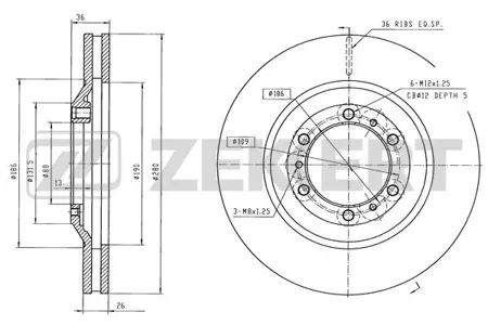 ZEKKERT BS5671 Диск торм. перед. Great Wall Hover 05-