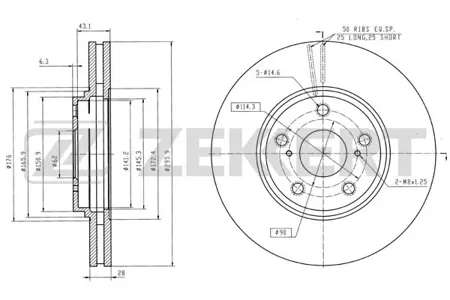 ZEKKERT BS5676 Диск торм. перед. Lexus RX300 (U15) 98-