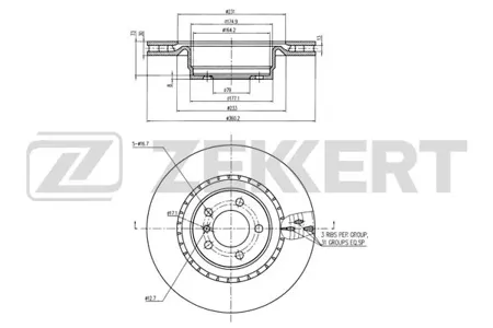 ZEKKERT BS5689 Диск торм. перед. Land Rover Range Rover III 05-