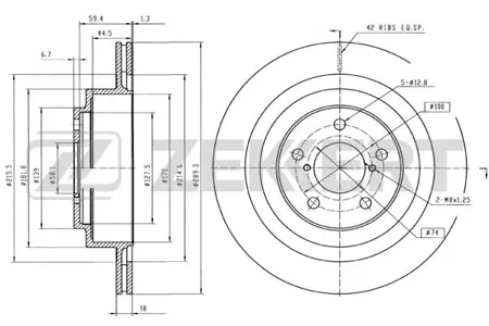 ZEKKERT BS5697 Диск торм.задний Subaru Forester (SG, SH) 02-, Impreza (GD, GG) 00-, Legacy (BL, BP) 03-