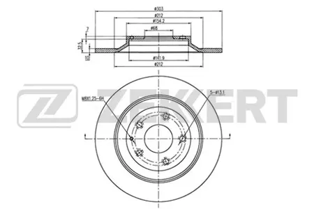 ZEKKERT BS5708 Диск торм.задний Mazda CX-5 11-