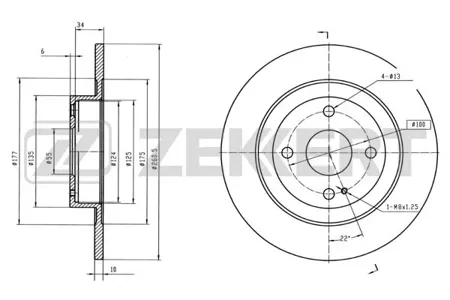 ZEKKERT BS5717 Диск торм. перед. Mazda 323 VI 98-