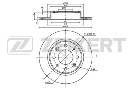 ZEKKERT BS5741 Диск торм.задний Kia Carens I,II 00-, Clarus 96-