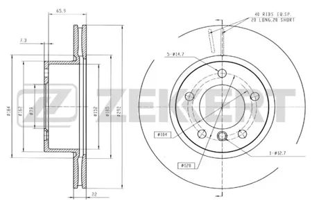 ZEKKERT BS5772 Диск торм. перед. BMW 1 (E8) 04-, 3 (E90) 04-
