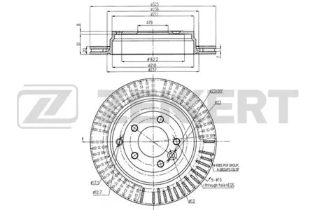 ZEKKERT BS5778 Диск торм.задний Land Rover Discovery III, IV 04-, Range Rover Sport 05-