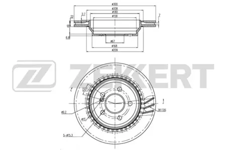 ZEKKERT BS5786 Диск торм.задний Mercedes S-Class (W221) 05-, SL (R230) 01-